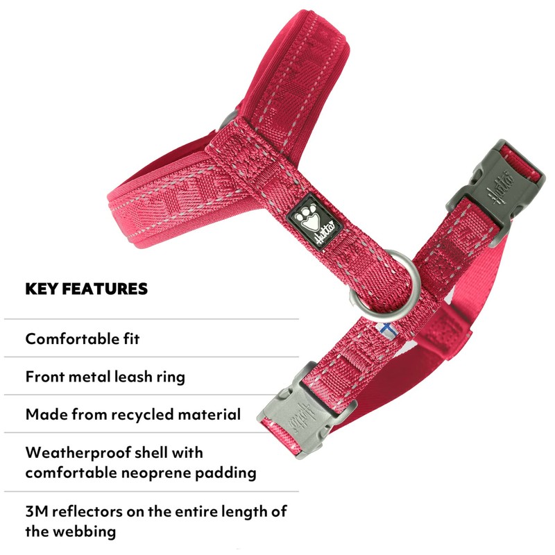 Hurtta Casual ECO Dog Y-Harness, Ruby, 32-35 in