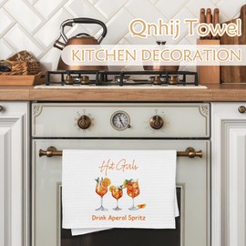 Qnhij Aperol Spritz Gifts Kitchen Towels, Gifts for Cocktail Lovers Dish Tea Towels for Kitchen Decor, Cocktail Gift for Women Men Decorative Hand Towels for Bathroom, 16x24 Inch