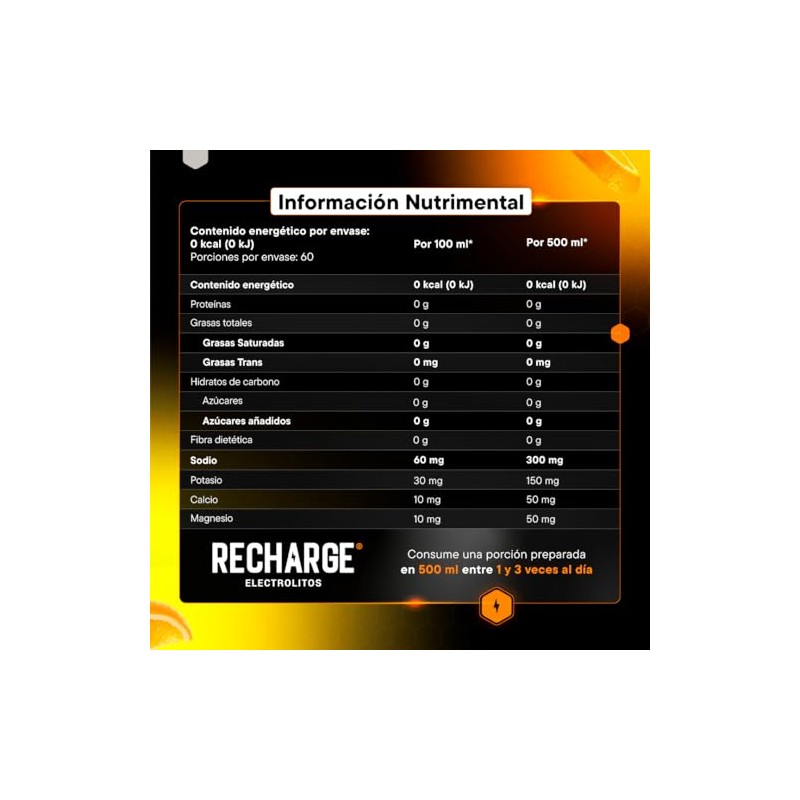 Better Recharge Electrolitos Polvo Porciones Sabor Naranja 252