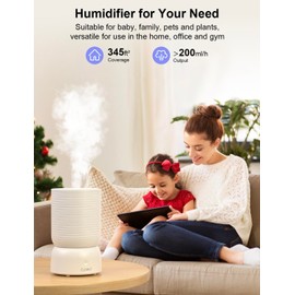 CLEVAST Smart Humidifier for Bedroom, 3L Top Fill Cool Mist Ultrasonic Air Humidifiers with Essential Oil Diffuser, Ultra Quiet for Baby Nursery, Plants, Home, Office (3 Liters Smart Version)