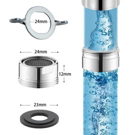 Olakin M24 Aerator Tap Aerator with Stainless Steel Filter Including 3 Gaskets and 1 Chrome-Plated Aerator Key (Silver) Pack of 3