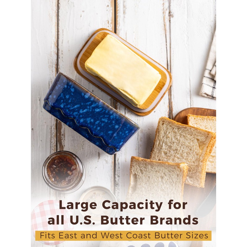 YHOJOY Ceramic Butter Dish with Lid, Covered Butter Dish for