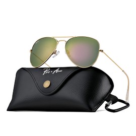 Pro Acme Classic Polarized Aviator Sunglasses for Women Men, Driving Sun Glasses Polarized Lens Lightweight Metal Pilot Frame UV400 Protection (Gold | Purple | With Logo)
