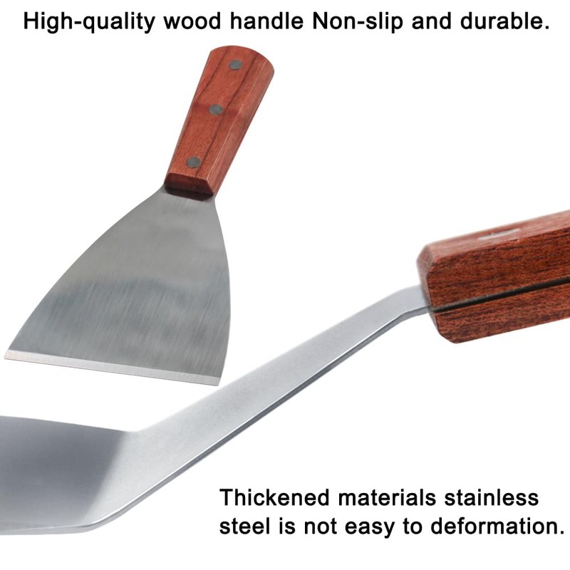 2 PCS Wood Handle Grill Spatula, lyfLux Stainless Steel Large