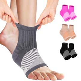 DRNAIETY 2-Pack Ankle Braces & Compression Socks for Plantar Fasciitis, Neuropathy, Swollen Feet | Breathable Support Sleeves for Sprained Ankle, Achilles Tendonitis | Men/Women Foot Sleeves (XL)