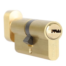 Jeriup Brass Euro Cylinder, 60mm (30/30), Single Open, Anti-Theft, 5 Dimple Keys, High Precision, Suitable for Wooden & Aluminum Doors