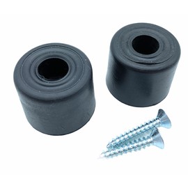 2 x Black 28mm Rubber Door Stops/Wall Protectors with Screws