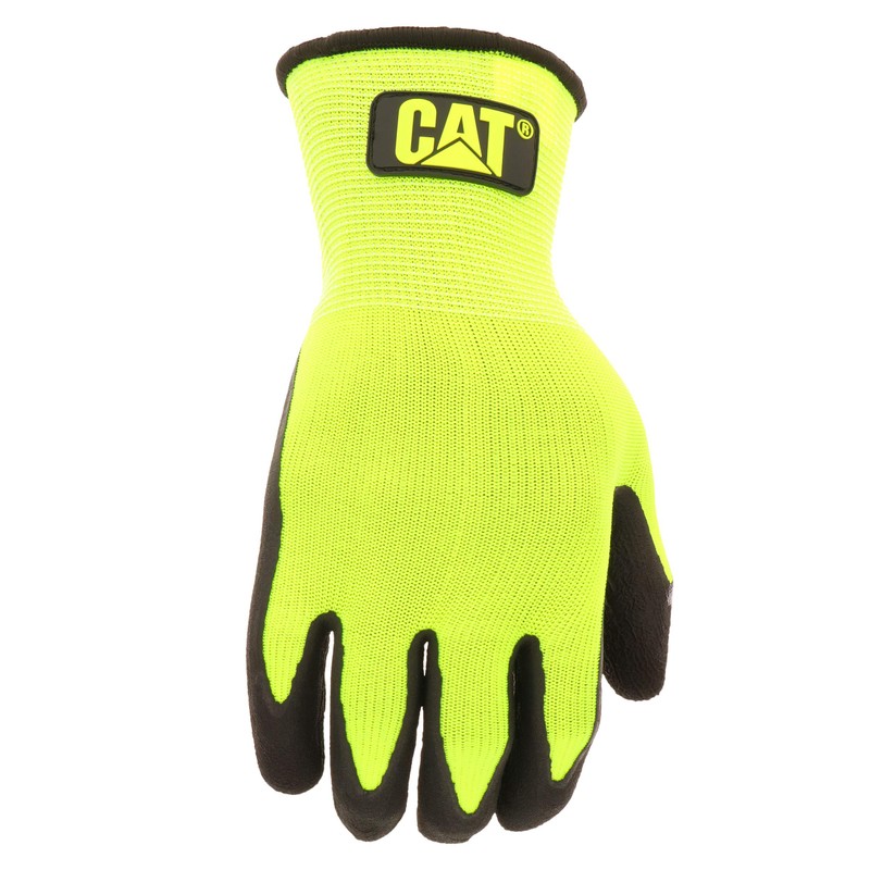 Cat® CAT017411L High Visibility Work Gloves – Large, Dip Textured