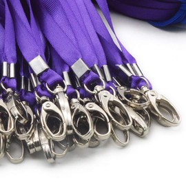 Antspirit Pack of 50 Purple Bow Clips 32 Inches - Bulk Flat Lanyard with Badge Clip Neck Cable for Key Chain, ID Cards/Brand, purple