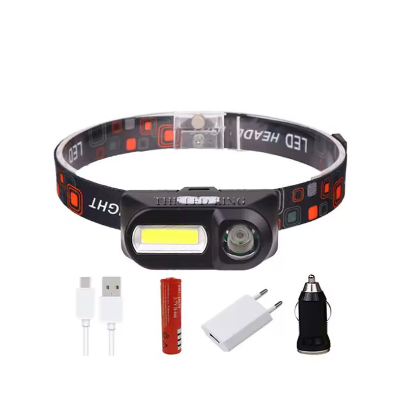 Q5 + COB LED Headlamp with Dual-Beam Lighting, Adjustable Tilt