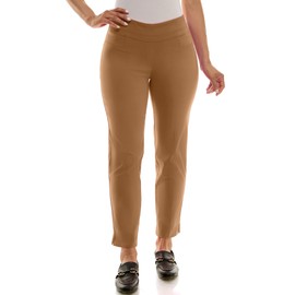 Zac & Rachel Women's Plus Pull-On Ankle Length Pants with Millennium Fabric, Toasted Cocont, 20W