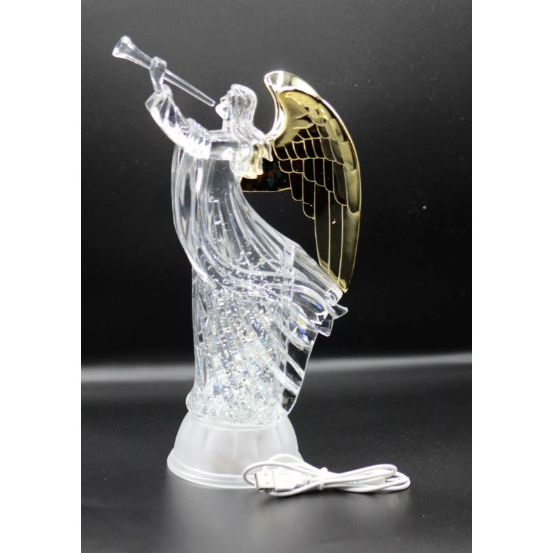Angel with Trumpet, LED Lighted Sparkling Multi-Color Changing Home Decorative