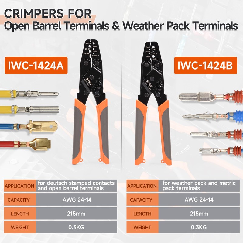 iCrimp Closed Barrel Crimp Tool, Weather Pack Crimpers, Deutsh Connector