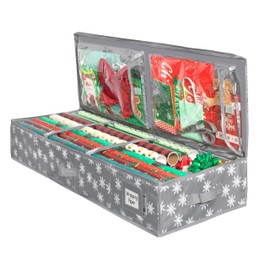 Wrapping Paper Storage Container – Fits up to 27 Rolls 1 3/8” Diam. - Underbed Gift Wrap Organizer Bags, Wrapping Paper Rolls, Ribbon, and Bows - Under Bed- Durable Material 600D - Up to 40" Rolls