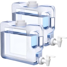 Funnymoom 2 Pack 1. 1 Gallon Fridge Water Dispensers Bottle with Leak-proof Spigot and Convenient Handle Plastic Cold Juice Beverage Dispenser Jug for Party Refrigerator Drink Juice Iced Tea