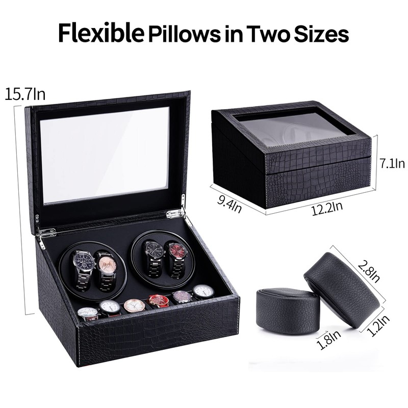 LALAHOO Watch Winder for Automatic Watches,Ultra Quiet Motor,4 Automatic Watches