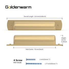 goldenwarm 10 Pack Kitchen Cabinet Handles 3 inch(76mm) Gold Drawer Pulls Gold Cabinet Handles Zinc Alloy Cupboard Handles Gold Cabinet Pulls Drawer Handles Cup Pulls Kitchen Door Handles