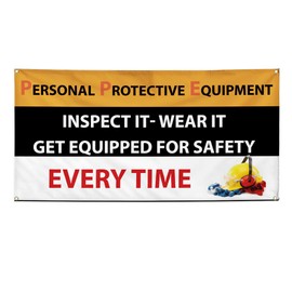 Vinyl Banner Multiple Sizes Personal Protective Equipment Safety Industrial & Craft Outdoor Weatherproof Industrial Yard Signs Black 4 Grommets 24x48Inches
