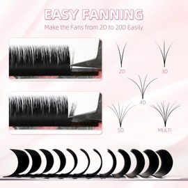 ABONNIE Easy fan lash extensions, Rapid Blooming Volume lash extensions, C Curl cashmere Fan lash extensions, 0.05 Thickness 15mm Length Self Fanning Volume Lashes extension (C-0.05,15mm)