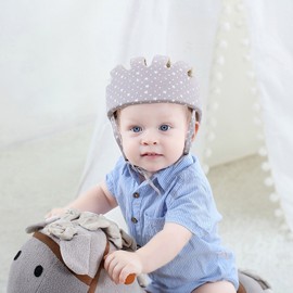 Baby Safety Helmet Toddler Soft Adjustable Breathable Hat Children Walking Harnesses Hat for Running Crawling Gray
