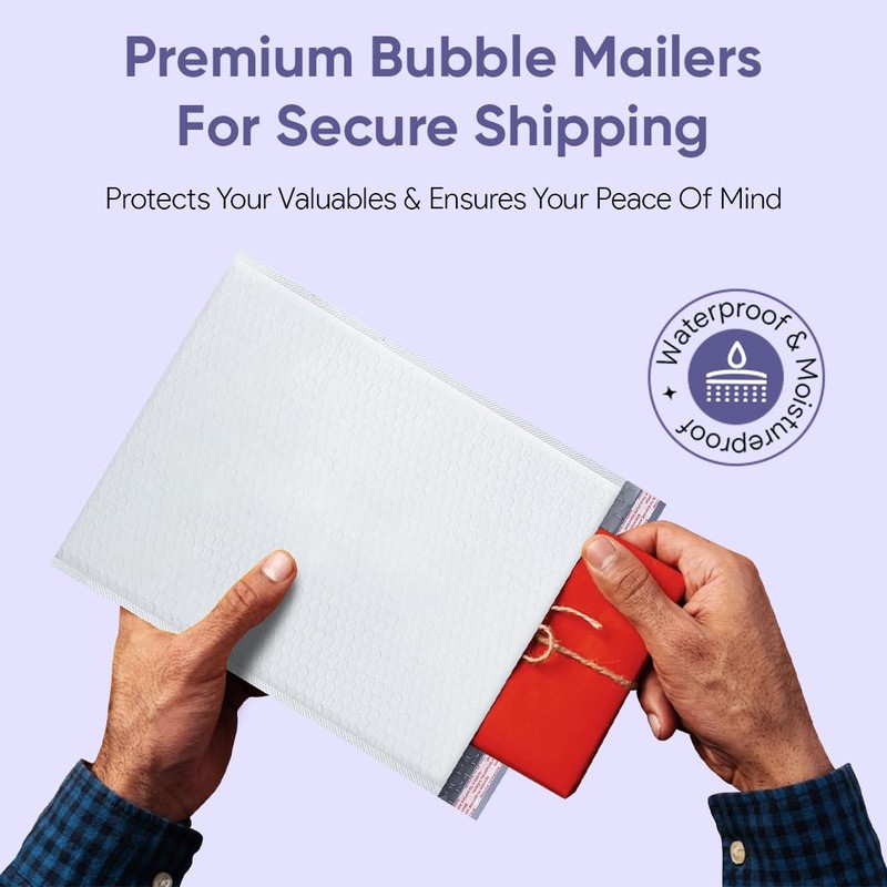 White 8.5x12 Inch Poly Bubble Mailers #2 |Self Seal Padded