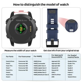 U-LIMVE Watch Band for Garmin Fenix 8 47mm/Fenix 7 Pro/Fenix 7/Fenix 6 Pro/Fenix 6/Fenix 5/Fenix E/Epix Pro 47mm/Quatix 8 47mm, 22mm Silicone QuickFit Band