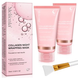 Collagen Night Wrapping Mask,Collagen Maske,Kollagen Maske für das Gesicht,Bio Collagen Face Mask, overnight maske gesicht,Peel-Off Maske für strahlende Haut, Koreanische Hautpflege 75ML×2