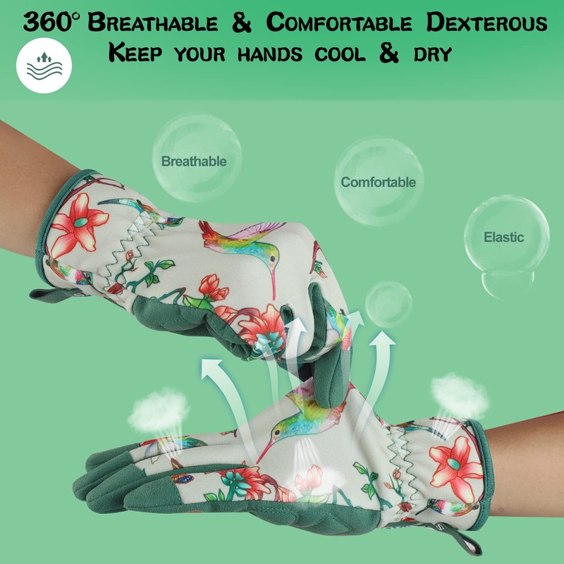 SLARMOR Leather-Gardening-Gloves for Women - Thorn-Proof Work-Gloves with Touch Screen