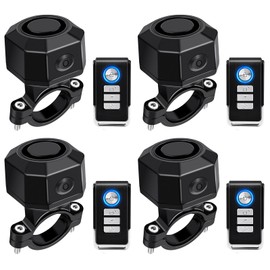 NineLeaf Bike Alarm with Remote, Vibration & Motion Sensor, USB - Rechargeable Anti - Theft Alarm,IP65 Waterproof​,for Bicycle,Motorcycle,Ebike,4PK