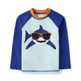 Gymboree,Boys,and Toddler Embroidered Long Sleeve Rashguard,Neon Blue Shark,12