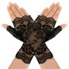 eboozone Women's Short Lace Gloves Fingerless Floral Sunblock Black Lace