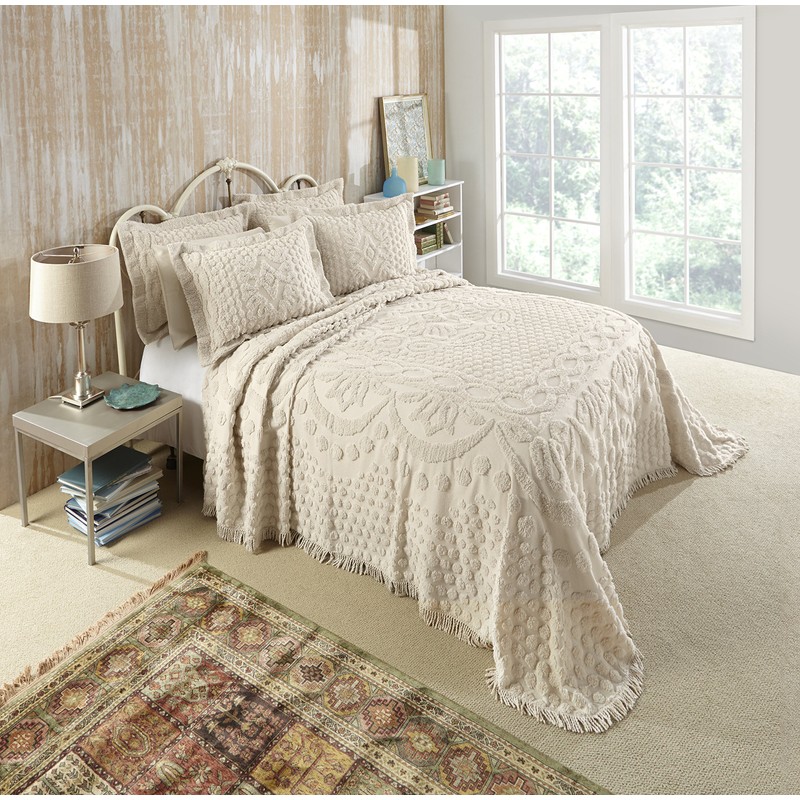 Stylemaster Kingston 100% Cotton Chenille Bedspread Full, Beige