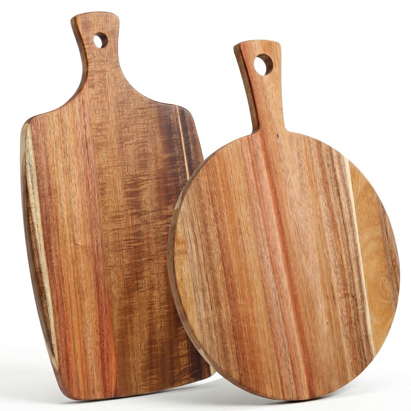 2 Pack Acacia Wood Cutting Board with Handle – 2