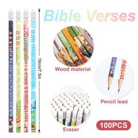 Kolewo4ever 400pcs Christian Party Favors Include 200 Christian Stickers, 100 Silicone Wristbands, 200 Bible Verse pencil Bulk for Religious Gift Christian Gathering Party Supplies