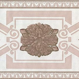 CONCORD WALLCOVERINGS ™ Wallpaper Border Vintage Damask Pattern for Living Room Bedroom, Colors Antique White Beige Gold, Size 7 Inches by 15 Feet AB509B