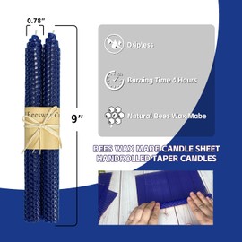 14 Pack Beeswax Taper Candles, Handmade Bees Wax Candles for Home,Unscented & Dripless Candle Sticks, 9" Tall, Red,White & Blue Candles by Kissingfish