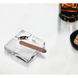 Homeroots 7" Clear Crystal Square Tabletop Cigar Ashtray