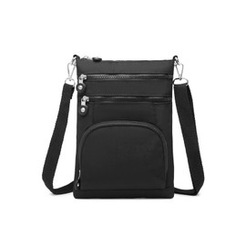 Kono Multi Pocket RFID Blocking Crossbody Bag for Women Shoulder Bags Cross Body Satchel Sling Messenger Bag (Black)