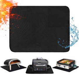 Amerbro 25 x 19.5in Heat Resistant Grill Mats for Outdoor Grill to Protect Your Prep Table and Outdoor Grill Table - Fire Proof & Water Proof & Oil Proof BBQ Mat - Black (0.6mm)