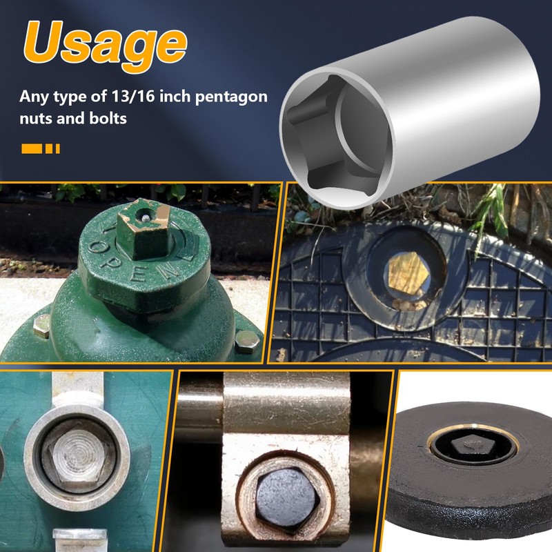 EVRBUL Stainless Steel 13/16" Penta Socket with 3/8" Drive Impact