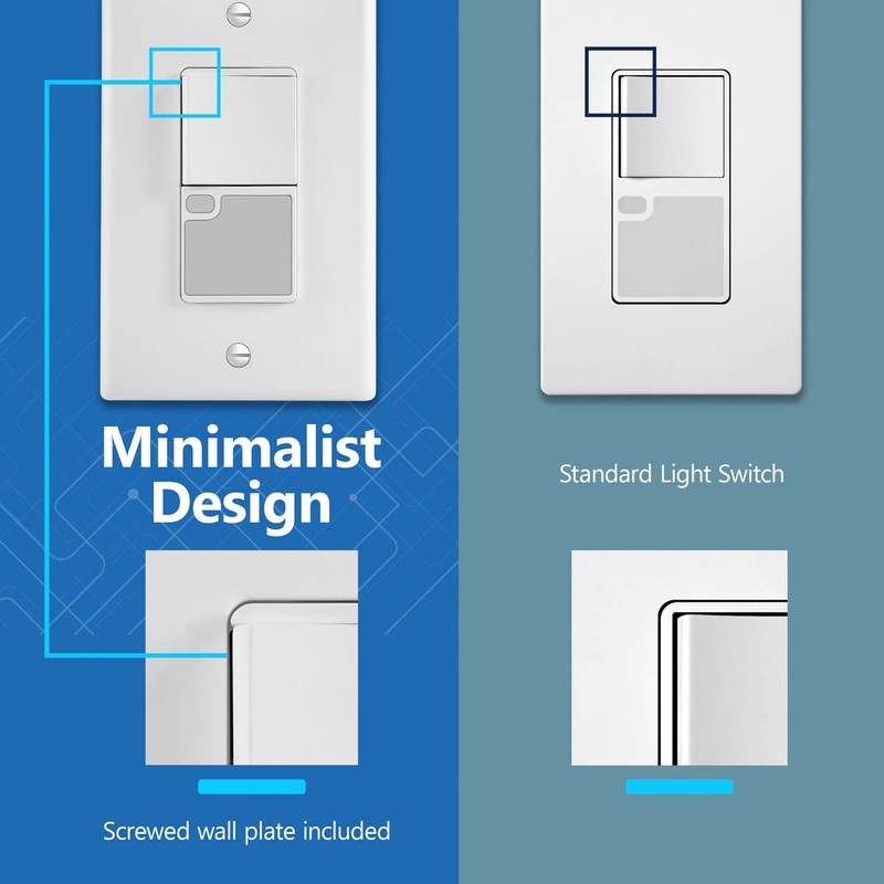 LIDER Minimalist Design LED Guide Light Paddle Switch with Automatic