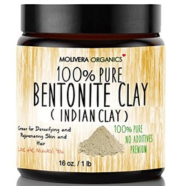 Molivera Organics Bentonite Clay for Detoxifying and Rejuvenating Skin and Hair, 16 oz. by Molivera Organics