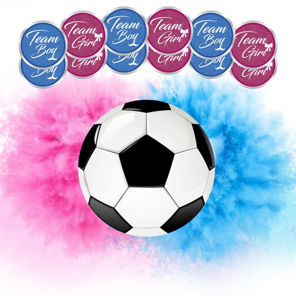 Mist Tree London Gender Reveal Football with Free Voting Stickers – Exploding Powder Soccer Ball in Blue and Pink for Boy or Girl Surprise, Unique Idea for a Baby Shower or Party, UK Brand