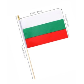 Ckexin 25Pack Small Bulgaria Flag Handheld Mini Bulgarian Flags on Stick 5x8 Inch