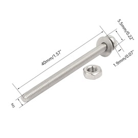 TOP-VIGOR 25Pcs M3x40mm Screw Assortment Kit, 304 Stainless Steel Phillips Pan Head Bolt Screw Nut Washer for Professionals, Amateurs, Landlords, Repairmen and DIY