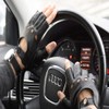 NOVBJECT Men's Fingerless Leather Gloves Deerskin Half Finger Unlined Motorcycle