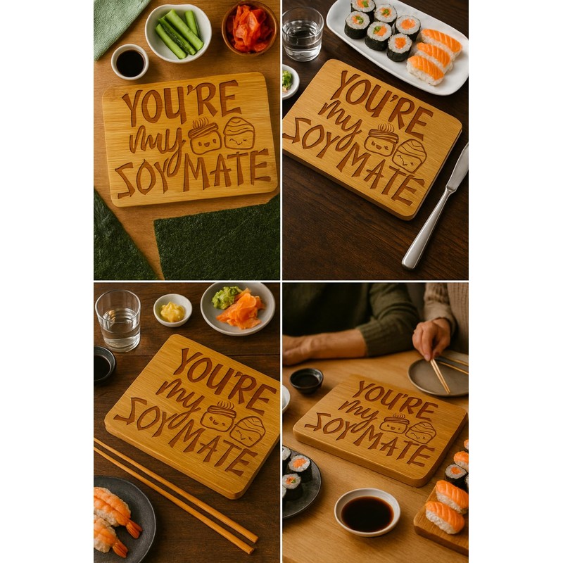 Sushi Kawaii Cute Designs Wooden Cutting Board, Kitchen Serving Board