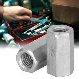 Pack of 10 Long Rod Nuts, Mounting Parts Nut M6 Hex Coupling Nuts Straight Matching Hex Sleeve Nuts Spacer Thread Fixings (M6 x 30), Nut