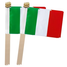 TSMD Italy Stick Flag Italian Small Mini Hand Held Flags,5x8 Inch,12 Pack