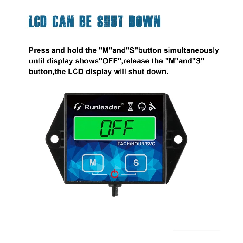 NInE-ROnG Digital Hour Meter Tachometer Maintenance Reminder Backlight Battery Replaceable
